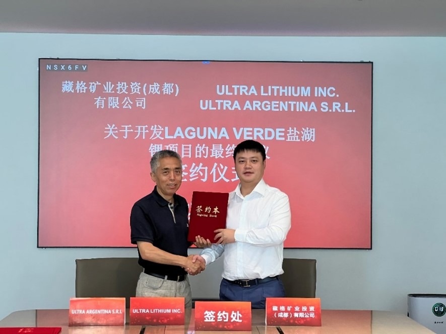 Ultra Lithium and Zangge Mining Enters into Partnership Agreement for Laguna Verde Brine Lithium Project.
