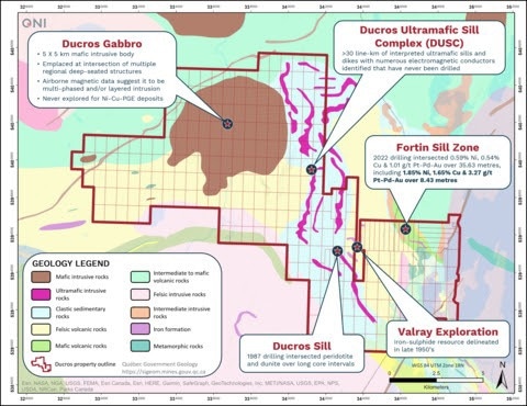 Québec Nickel Corp. Adds Second Drill Rig to its Ducros Ni-Cu-PGE Property and Begins a 3,000 Metre Drilling Program at the Ducros Ultramafic Sill Complex