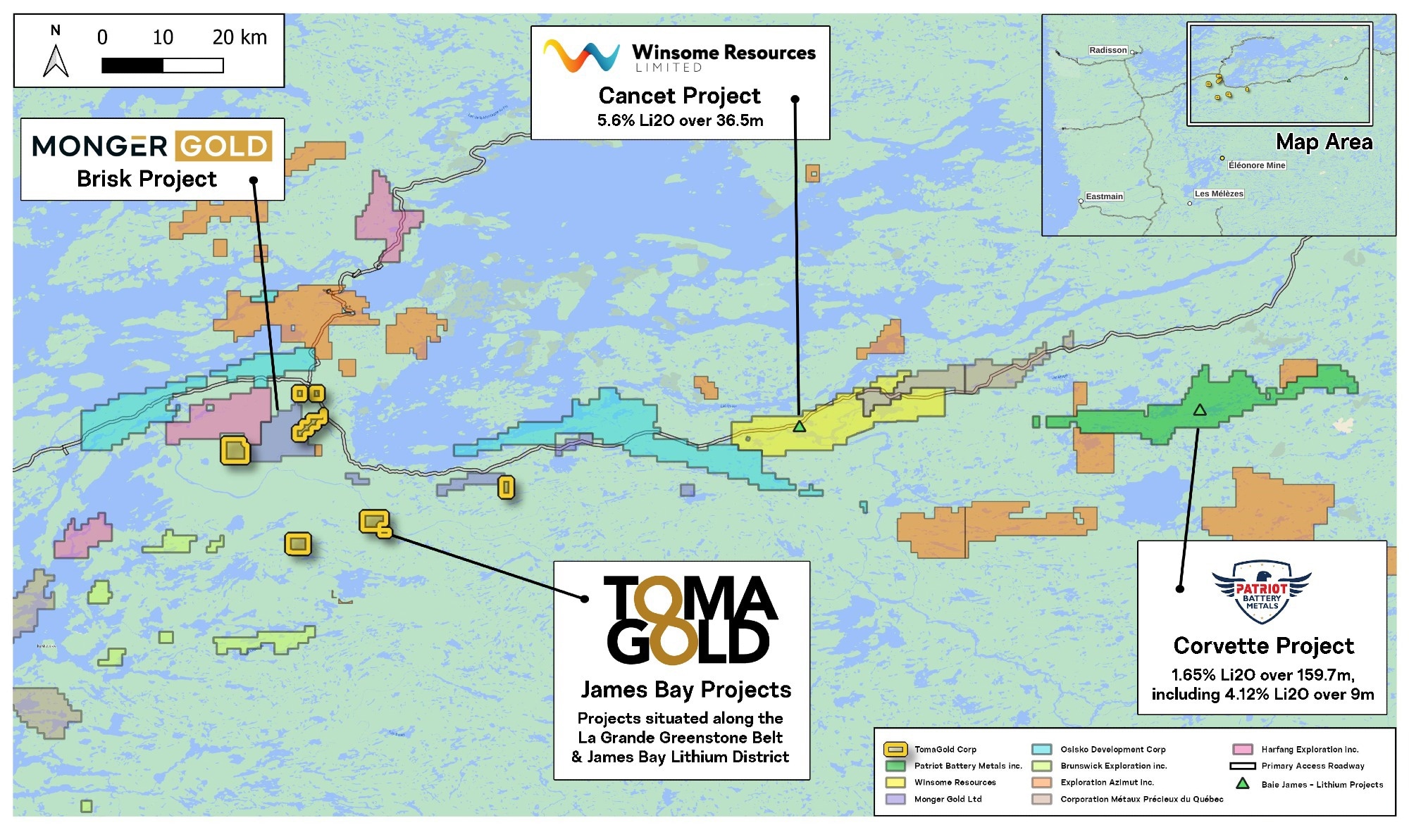 TomaGold Acquires 107 Claims Near the Lithium Brisk Project