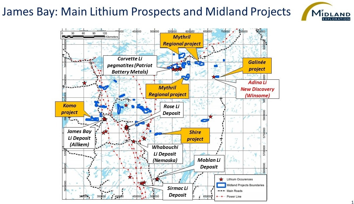 Midland Completes Evaluation of Lithium Potential on Its Wholly Owned Galinée Project
