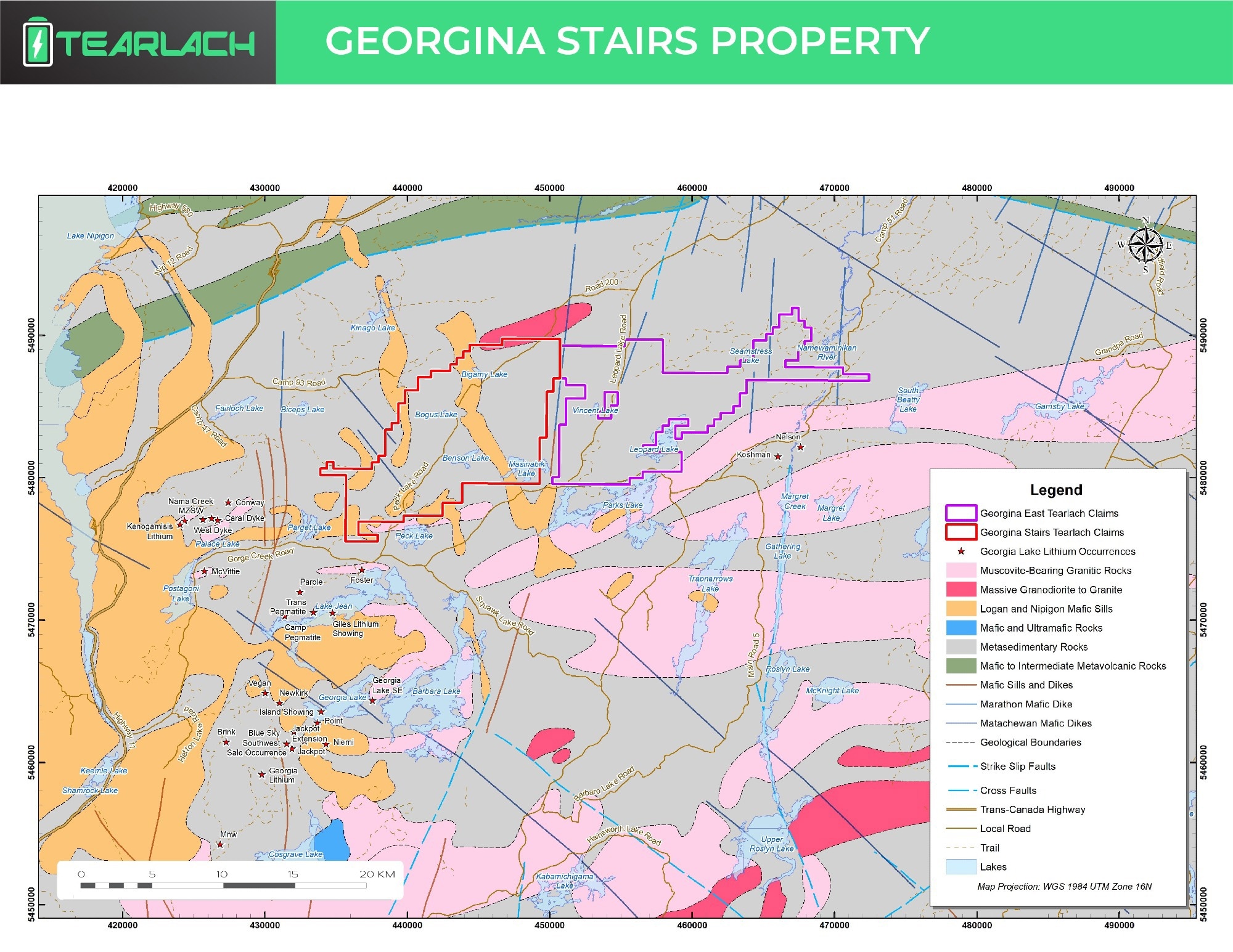 Geology map for Georgina Stairs Project, Jellicoe, NW Ontario.