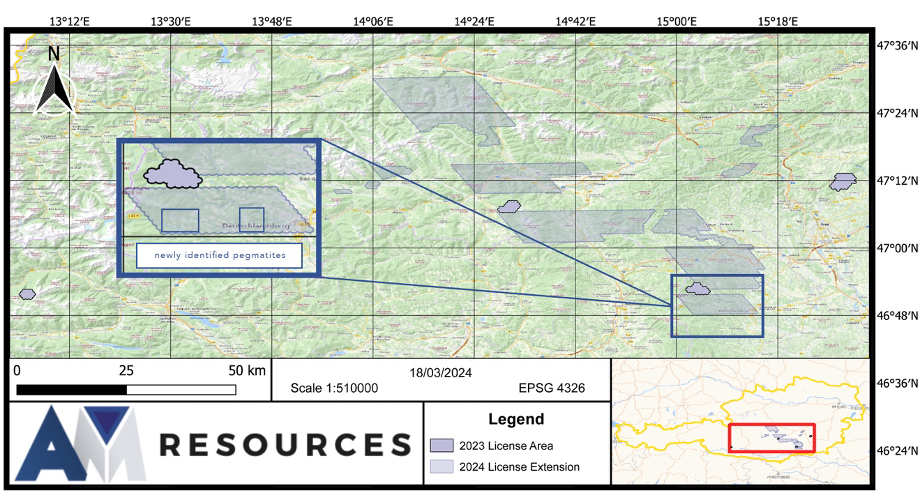 AM Resources’ 1500 km2 land package. Image Credit: AM Resources