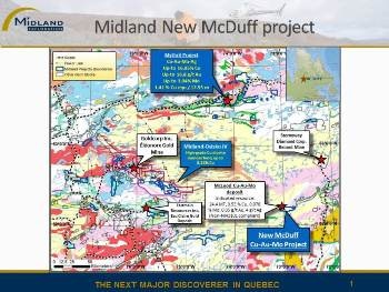 Midland Announces Acquisition of McDuff Project, Quebec